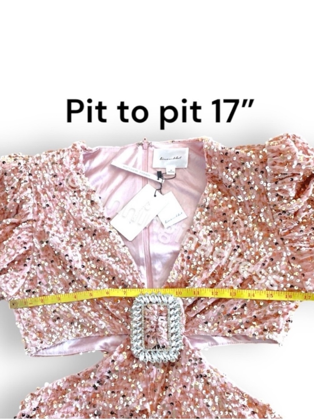 NWT Line & Dot Valeria Pink Sequin Cutout Mini Dress Medium Revolve - Picture 11 of 16